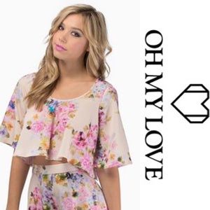OH My Love Pink Floral Crop Top